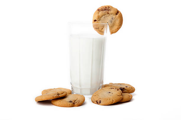 Chocolate Chip Cookies and Milk stock photo