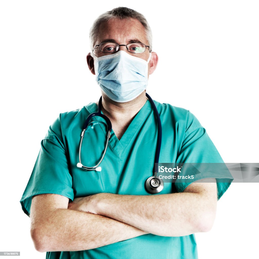 Settore sanitario: Chirurgo in Camice da medico - Foto stock royalty-free di Sfondo bianco