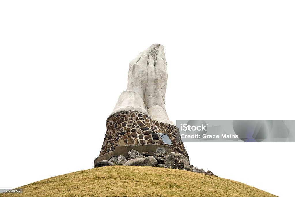 Молиться руки Статуя на белом фоне - Стоковые фото Каменный материал роялти-фри