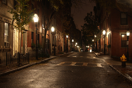 City street in the Beacon Hill neighborhood of Boston