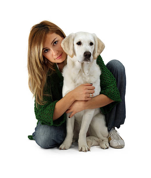 Portrait of a beautiful woman with her dogStudio shot & low light.To see more: