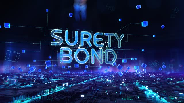 Surety Bond- businessman working with virtual reality at office.