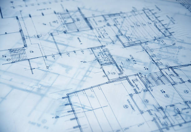 blueprints - cianotipo plano fotografías e imágenes de stock