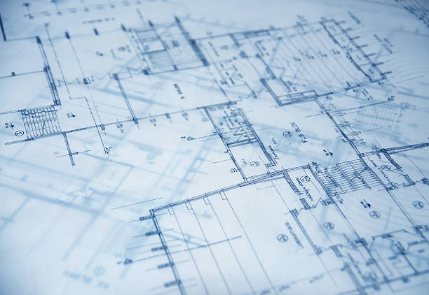 청사진 마무리 - architecture blueprint construction plan 뉴스 사진 이미지