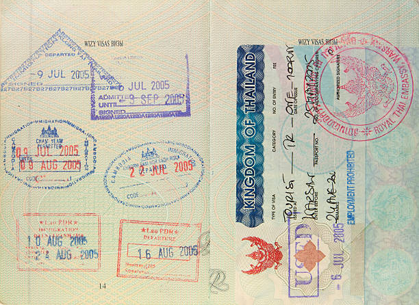 istock Thailand visa and passport stamps 173620211