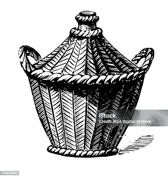 Vintage Clip Art And Illustrations I Demijohn Stock Illustration - Download Image Now - Illustration, Victorian Style, 19th Century