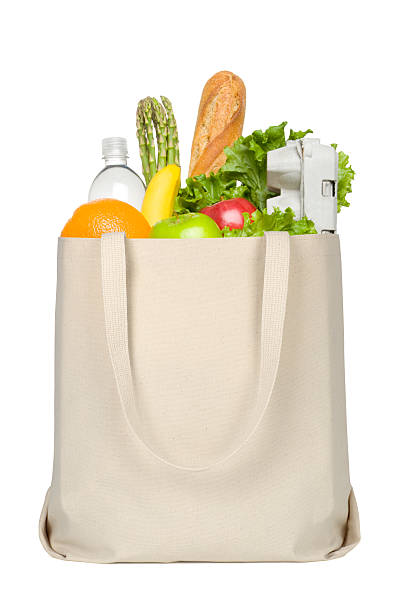 Groceries in Canvas Tote stock photo