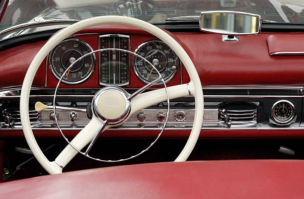 Classic dashboard Steering wheel and dashboard of a classic sports car.More dashboard pictures: vintage steering wheel stock pictures, royalty-free photos & images