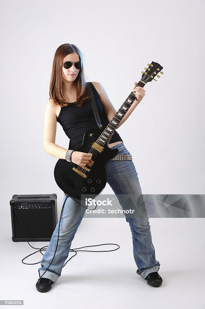 Menina, óculos e Guitarra - Royalty-free 14-15 Anos Foto de stock