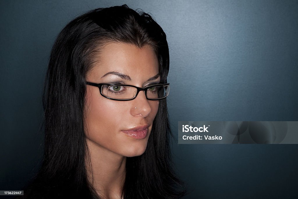 Beautiful face with glasses Picture of a woman wearing glasses. 20-24 Years Stock Photo