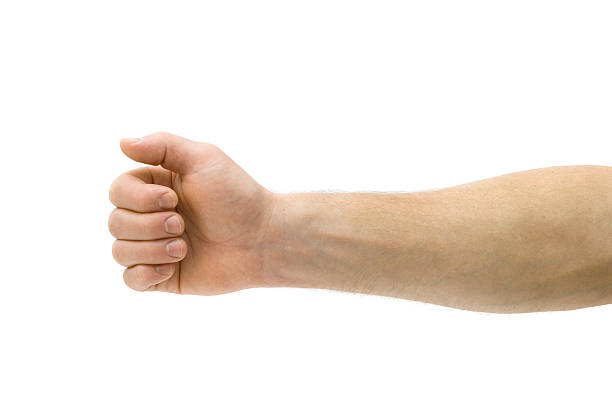A mans arm on a white background stock photo