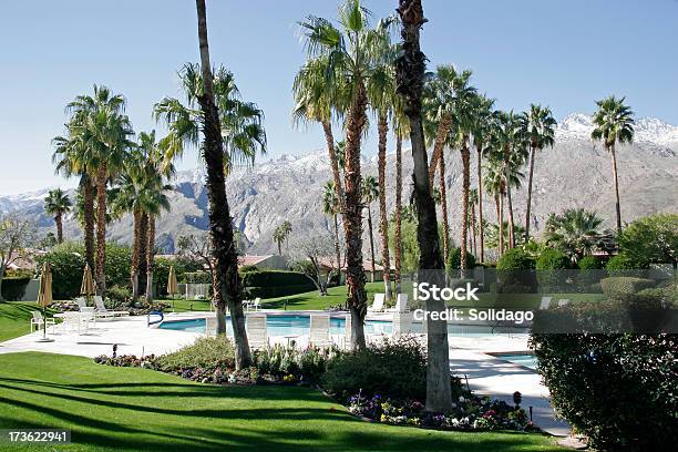 Foto de Neve Montanhas Pontilhadas De Palm Springs e mais fotos de stock de Palm Springs - Palm Springs, Piscina, Ajardinado