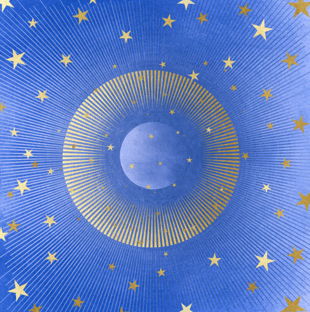 istock Grunge background with moon and stars 173623264