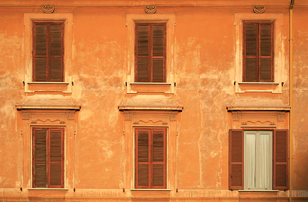 istock Italian facade with windows and pipe, Rome Italy 173623477