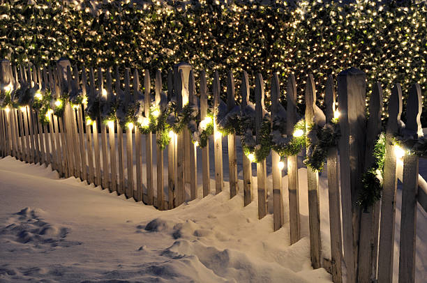 istock Snowy Fence at Night 173624495