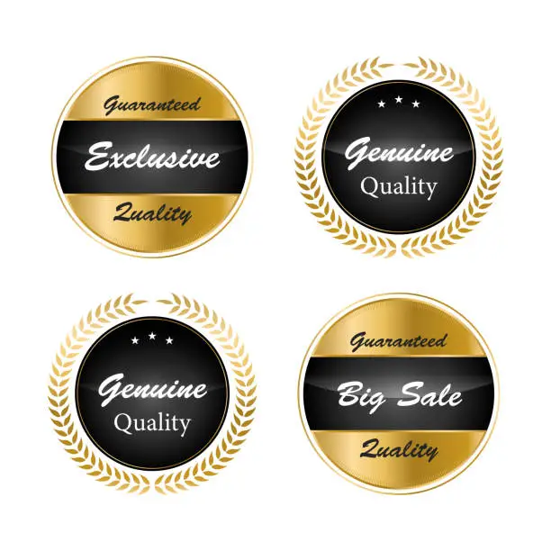 Vector illustration of Luxury gold badges and labels premium quality product. premium quality