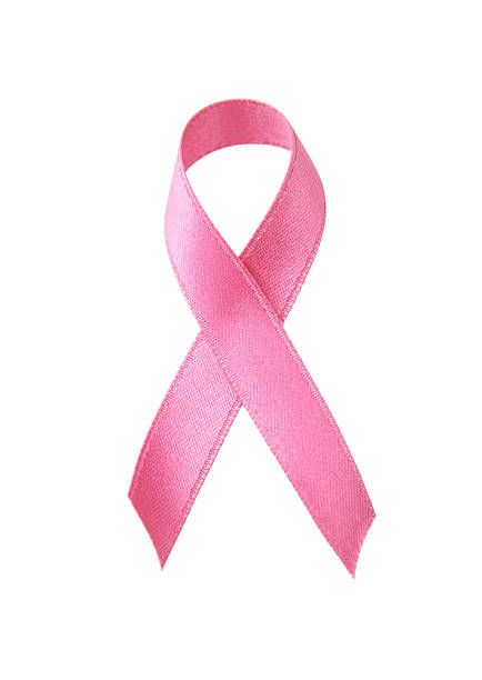 Pink breast cancer ribbon isolated on white
