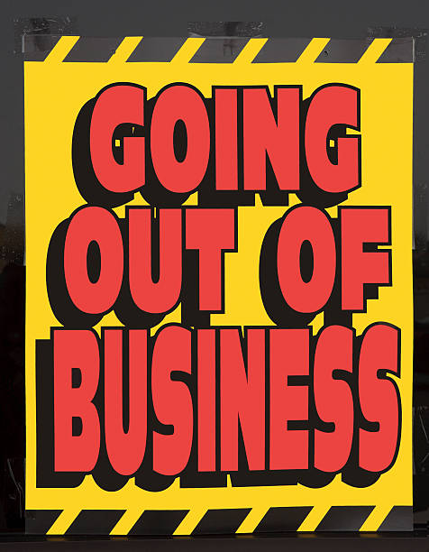 Going Out Of Business Window Sign Stock Photo - Download Image Now