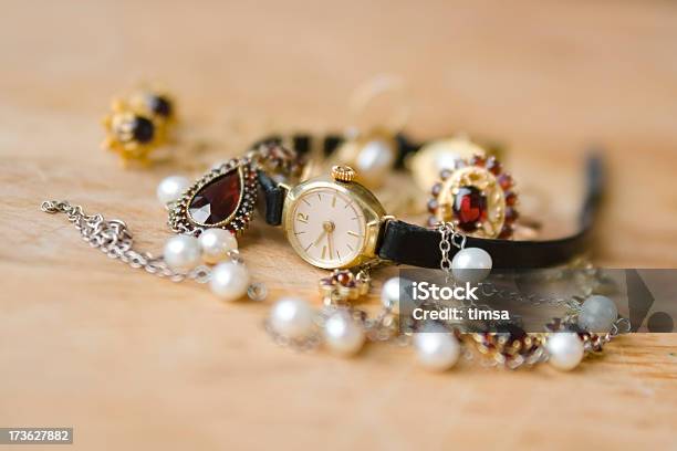 Old Watch And Jewelry Stock Photo - Download Image Now - Antique, Color Image, Garnet