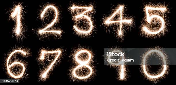 Numbers Written With A Sparkler Stock Photo - Download Image Now - Number, Firework Display, Firework - Explosive Material