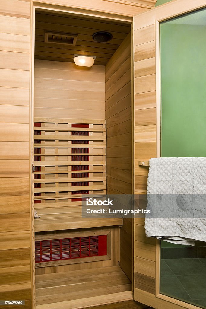 Personal Sauna at Spa "Personal sauna with door open, at spa" Beauty Stock Photo