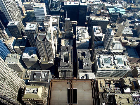 A view from the top of the Sears Tower in Chicago.  It gives me vertigo up there.