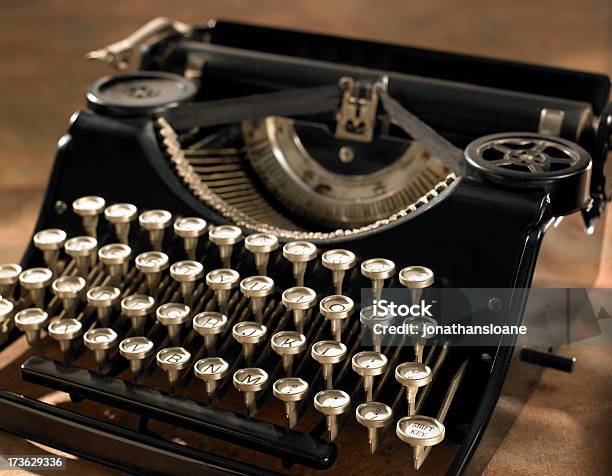 Antique Typewriter On Warm Background Stock Photo - Download Image Now - Antique, Color Image, Communication