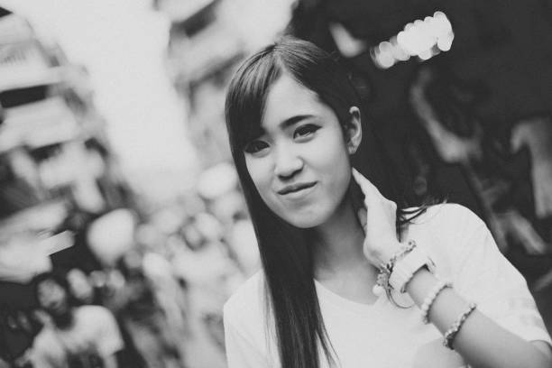 cute thai girl in black and white