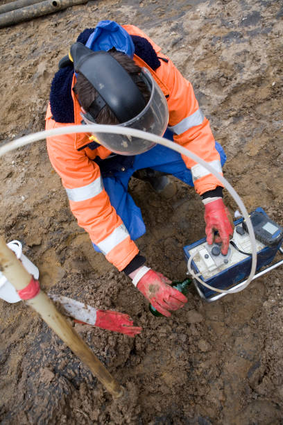 istock Taking samples of the soil, environmental research. 173629640