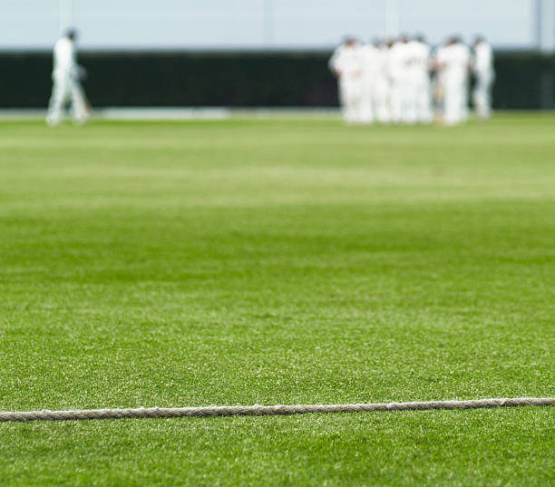 istock Cricket boundary rope and walking batsman 173630086
