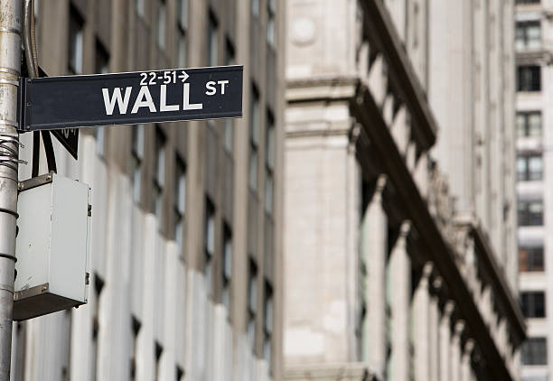 Wall Street sign. stock photo