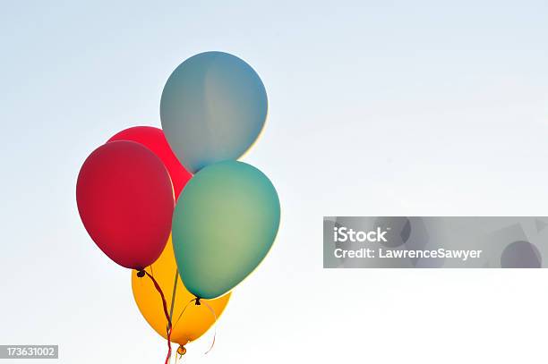 Helium Balloons Outdoors Stock Photo - Download Image Now - Balloon, Blue, Variation
