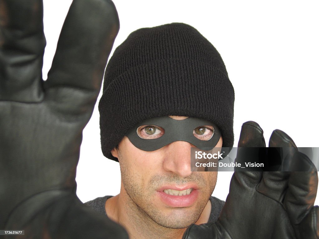 Ploceus Angry ladrão e ladrão Bandit ou ataques com atingir as mãos - Foto de stock de Adulto royalty-free