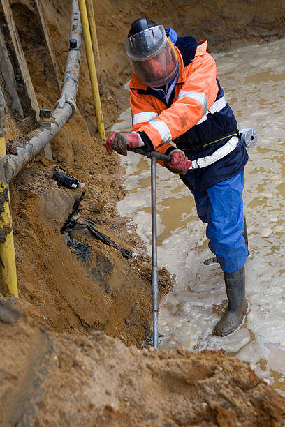 istock Taking samples of the soil, environmental research. 173631834