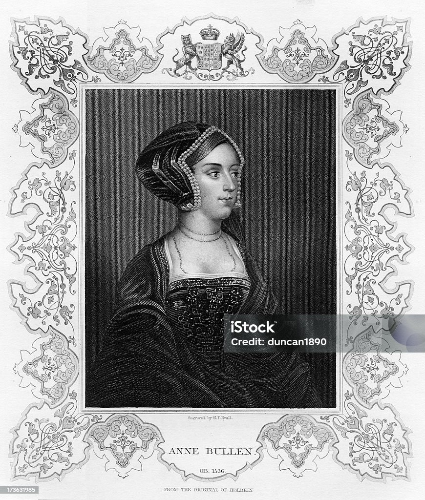 Anne Boleyn с двуспальной кроватью (Queen Size) - Стоковые иллюстрации Анна Болейн роялти-фри