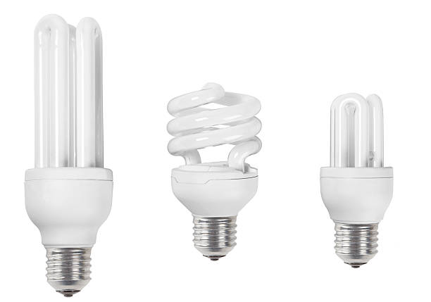 lamps with Clipping Path Variety of screw  fitting CFLs with Clipping Paths. energy efficient lightbulb stock pictures, royalty-free photos & images