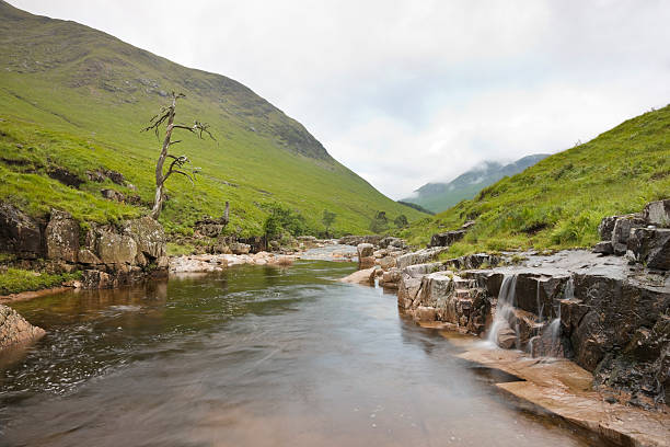 River Etive "The River Etive in Glen Etive, by Glencoe, after heavy rain." etive river photos stock pictures, royalty-free photos & images