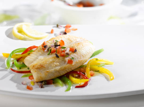 istock Grilled Halibut with Peppers in the sun 173632514
