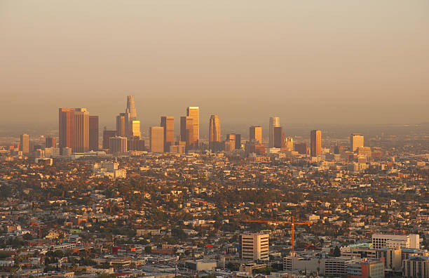 istock Los Angeles skyline at sunset 173632789