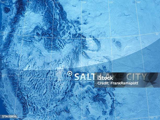 Vista De Satélite De Salt Lake City - Fotografias de stock e mais imagens de América do Norte - América do Norte, Azul, Cartografia