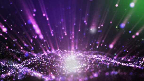 istock Purple dust particle flying background, Light shine effect. 1736330016