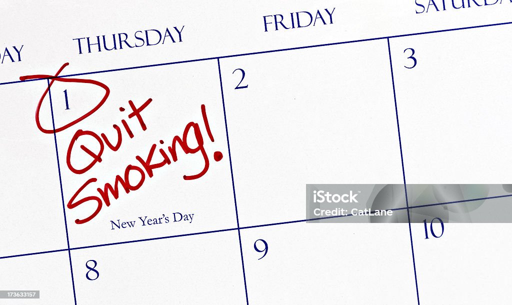 Calendario Series/risoluzioni a smettere di fumare - Foto stock royalty-free di Aspirazione