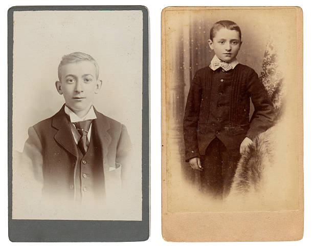 Vintage boys Two vintage photos of young boys from the late victorian and early edwardian period. 19th century style photos stock pictures, royalty-free photos & images