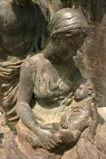 a shot of Mary holding the infant jesus