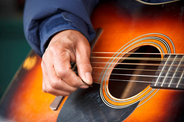 close up image of playing guitar