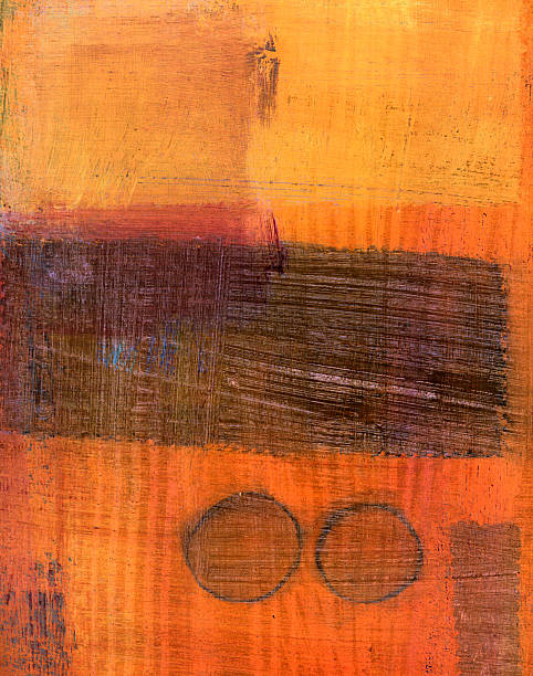 arte abstracto naranja - oil painting abstract circle fine art painting fotografías e imágenes de stock