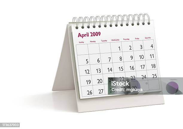 Desktop Calendar April 2009 Stock Photo - Download Image Now - Calendar, White Background, April