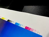Color Bar CMYK on paper at printing offset industry.