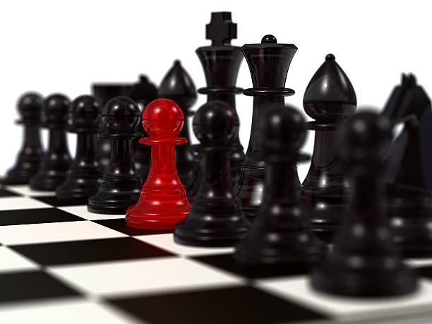 esclusiva rosso peon - chess positioning strategy individuality foto e immagini stock