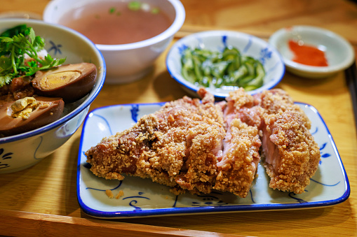 Taiwanese Style Bento, Boxed meal, Rice with Pork chop